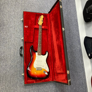 ESP Japan 400 Series Strat style electric guitar in a fitted case, showcasing its detailed craftsmanship and design, ideal for musicians seeking quality instruments.