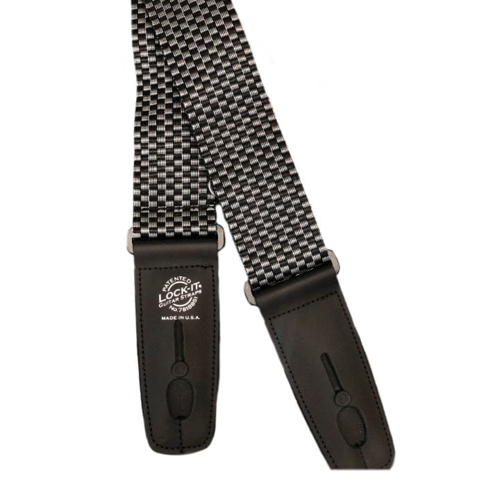 Lock-it guitar strap with black and white checkers