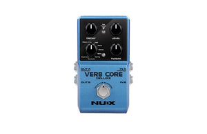 NUX Verb Core Deluxe guitar pedal, featuring a compact design and modern electronics for versatile reverb effects.