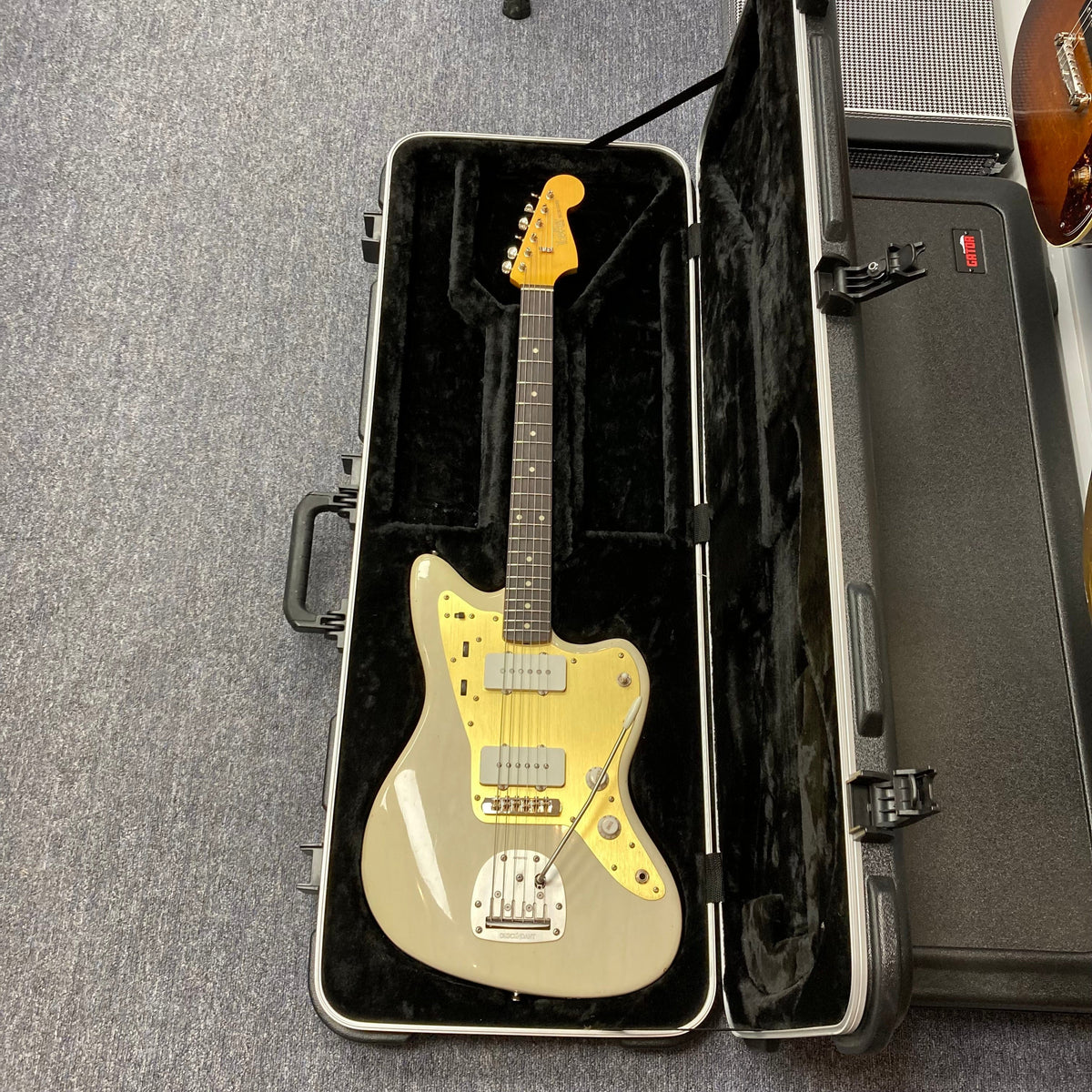 TopHat 59 Jazzavarius Blonde See Through Relic electric guitar in fitted SKB hard case.