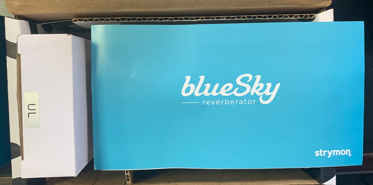 Strymon blueSky reverberator pedal v1 USED with Power Supply, featuring various reverb modes and settings, displayed in excellent condition.