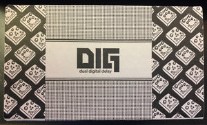 Strymon DIG Dual Digital Delay v1 USED, featuring black and white design with detailed drawings of delay adjustments and device layout.