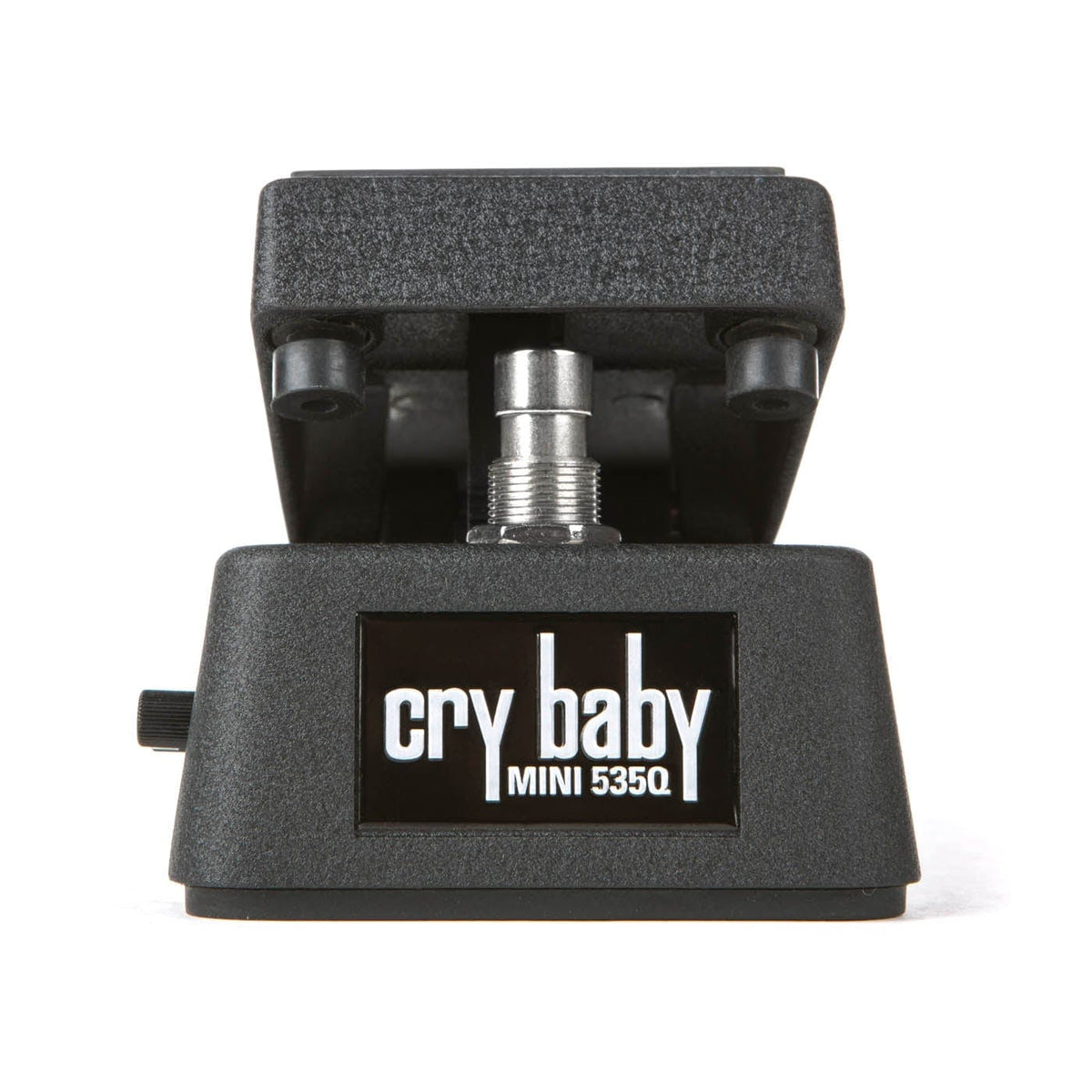 Dunlop Cry Baby® Mini 535Q Wah Pedal with Range Selector, Q control, Volume control, and Boost switch featuring an LED indicator.