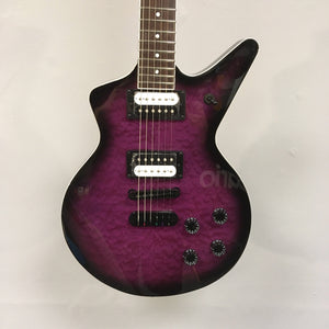 Dean Cadillac X Quilt Maple Trans Purple Burst electric guitar with a maple neck, rosewood fingerboard, and DMT Design Humbucker Zebra pickups.