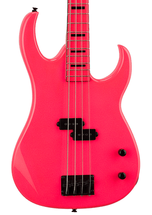 Dean Custom Zone Fluorescent Pink Bass - blem, featuring a bold design with matching neck and black hardware.