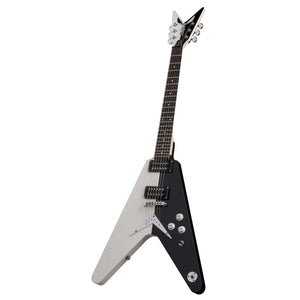 Dean Michael Schenker V Bolt-On Standard electric guitar with a black and white finish, V headstock, and dual humbucking pickups.