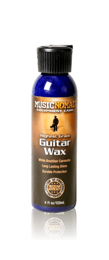 Guitar Wax - Highest Grade White Brazilian Carnuba 4oz bottle with a brown label and black cap.