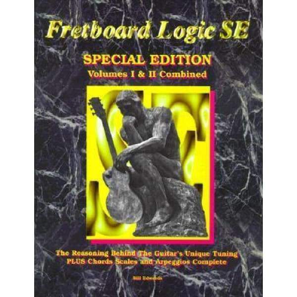 Fretboard Logic SE Combo Books I+II cover featuring a statue of a man playing a guitar.