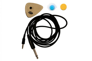 KNA AP-2 Universal Stick-on Piezo Acoustic Instrument Pickup with Volume Control, shown with a black cable and plug, ideal for various acoustic instruments.