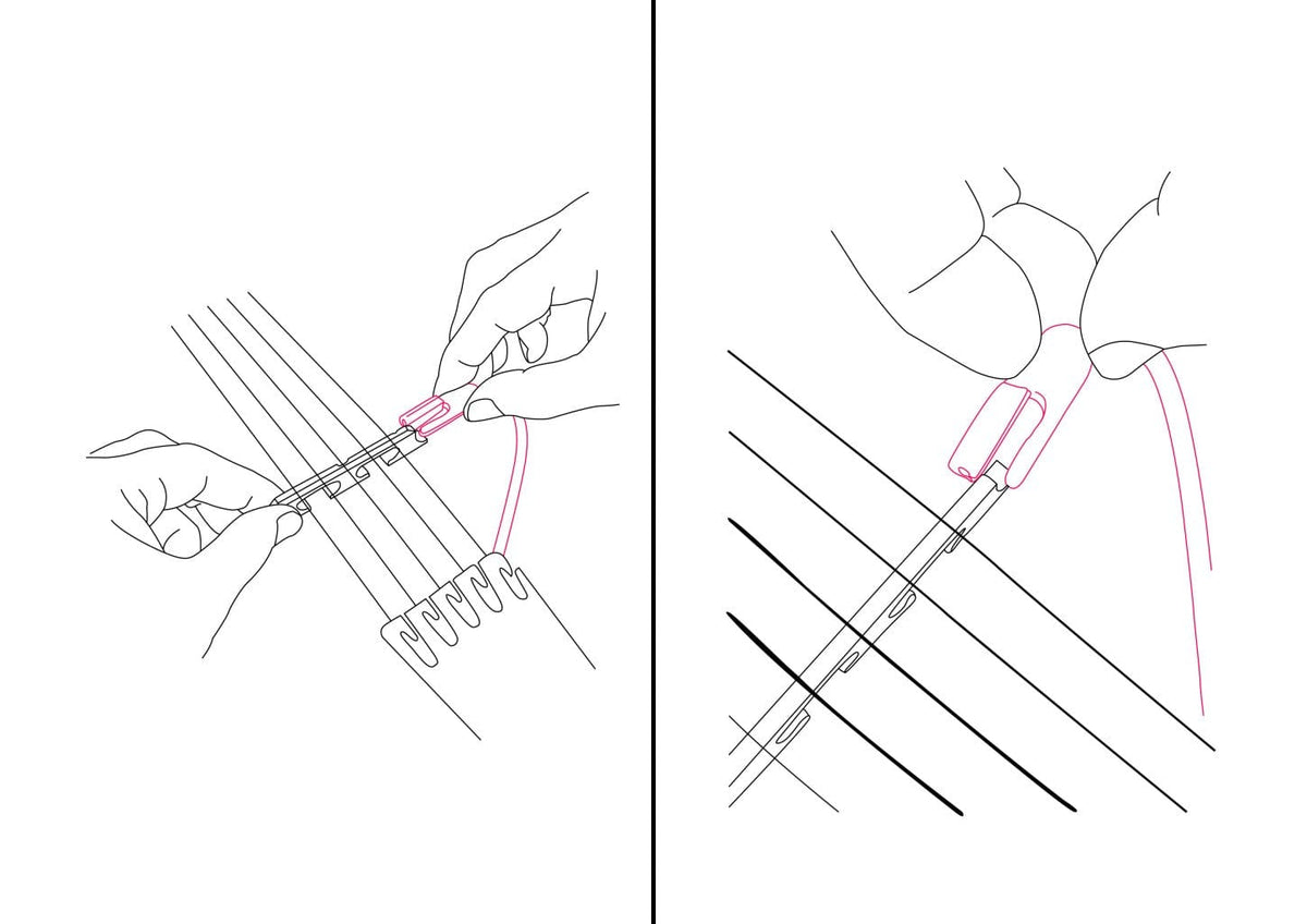 KNA BP-1 Portable Piezo Banjo Pickup illustrated in a drawing of hands holding the device, showcasing its portability and unique sound capturing.