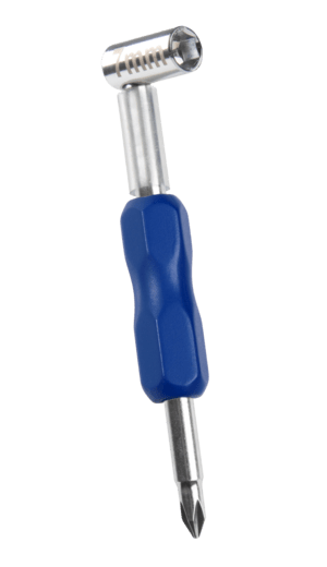 Music Nomad Premium Truss Rod Wrench - 7mm, close-up of the tool&#39;s blue handle, essential for precise guitar neck adjustments.