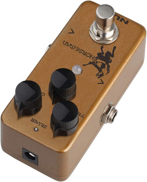 NUX Horseman Overdrive Pedal with dual modes and three dials for settings, inspired by the classic Centaur pedal design.