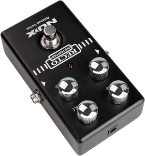 NUX Recto Distortion Guitar Effect Pedal with knobs, offering high gain, tight bass, and analog circuit for 90's American pre-amp tone.