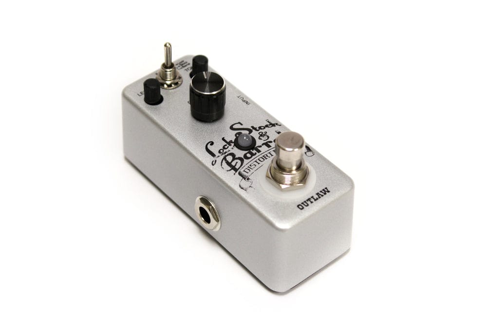 Outlaw Effects Lock Stock &amp; Barrel Guitar Distortion Pedal with knobs and dials for versatile vintage and modern high-gain sounds.