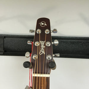 Seagull Entourage Autumn Burst Acoustic Guitar headstock with tuning pegs and strings, showcasing the detailed craftsmanship of the guitar.