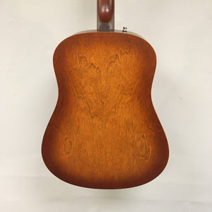 Close-up of the Seagull Entourage Autumn Burst Acoustic Guitar, highlighting its dreadnought shape and detailed wood grain finish.